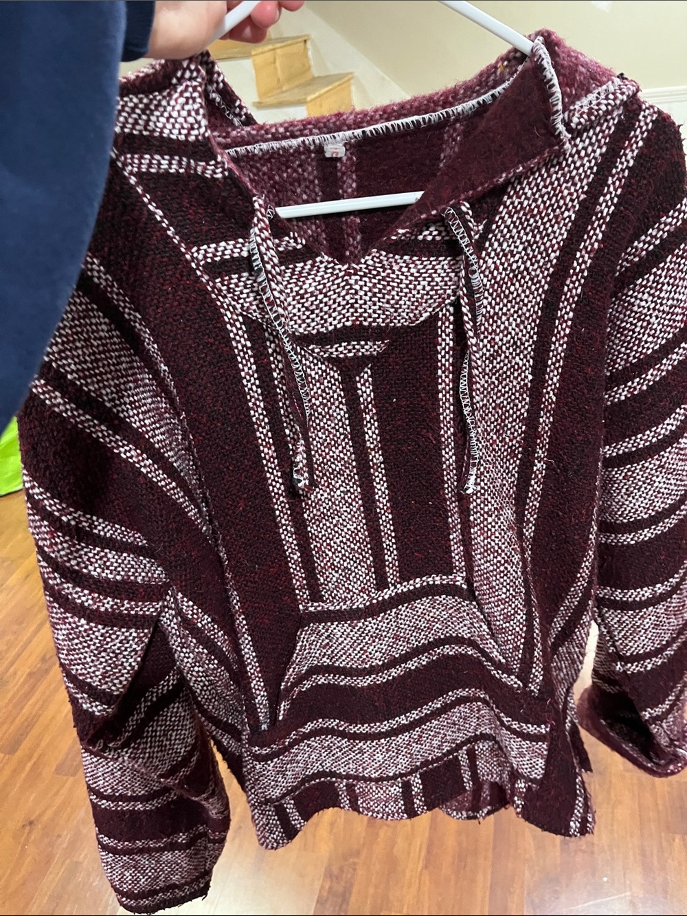 Maroon Striped Hoodie Sweater - Women's Cozy Knit